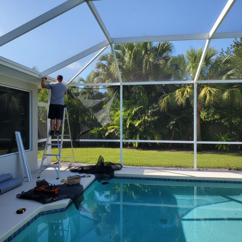 Local Pool Cage Screen Repair pros at work